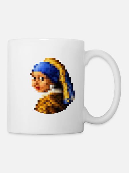 Das Mädchen mit dem pixeligen Perlenohrring - Tasse - Weiß