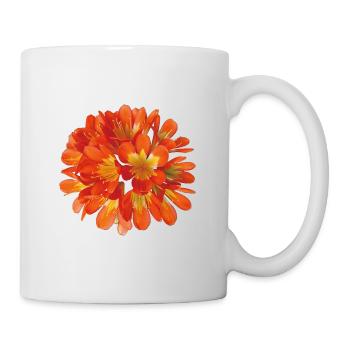 Leuchtend orangefarbene Clivia-Botanische Blumenblüte - Tasse - Weiß - Rechts