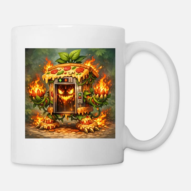 Pizza-Feuerofen Monster - Tasse - Weiß