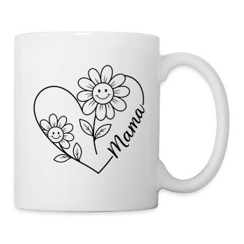 Mama Blumen Line-Art - Tasse - Weiß - Rechts