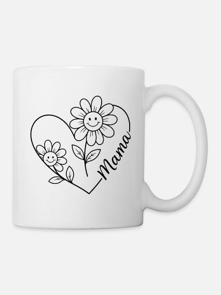 Mom Floral Line Art - Mug - white