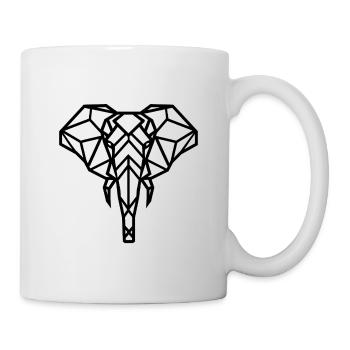 Elefanten-Geometrische Zeichnung - Tasse - Weiß - Rechts