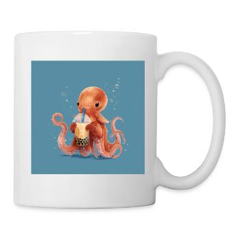 Dumbo‑Oktopus und sein Bubble Tea - Tasse - Weiß - Rechts