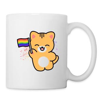 Kätzchen mit Pride-Fahne - Tasse - Weiß - Rechts