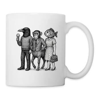 Surreal Animal Family in Formal Attire - Mug - white - Right