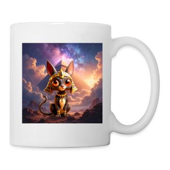 Pharao-Katze vor der Pyramide - Tasse - Weiß - Rechts