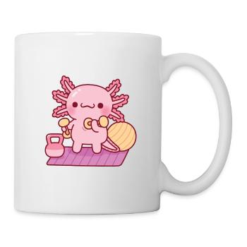 Niedliches Axolotl-Workout mit Hanteln - Tasse - Weiß - Rechts