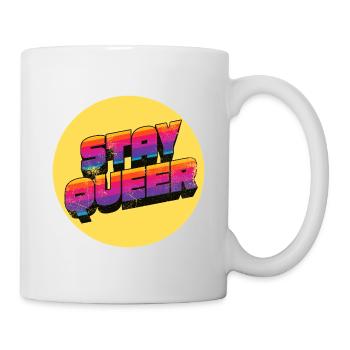 Stay Queer Regenbogen Grafik - Tasse - Weiß - Rechts