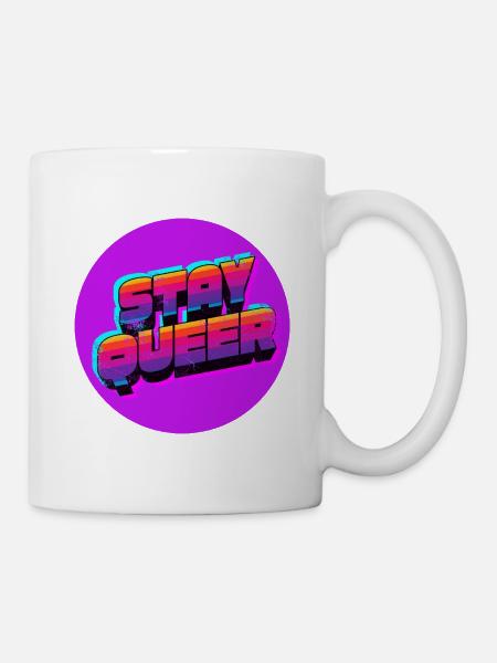 Stay Queer Retro Neon - Tasse - Weiß