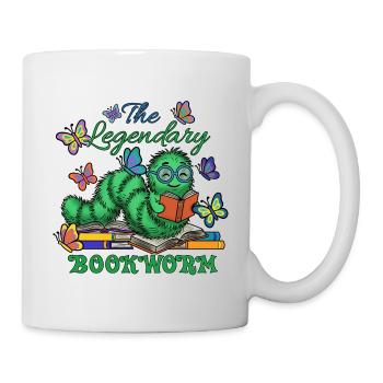 Der legendäre Bücherwurm - Tasse - Weiß - Rechts