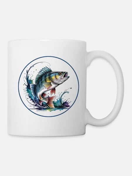 Barsch Angeln - Tasse - Weiß