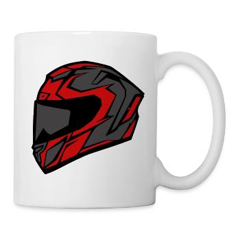 Motorrad Helm Racing Biker - Tasse - Weiß - Rechts