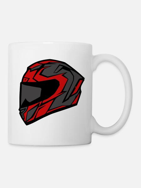 Motorrad Helm Racing Biker - Tasse - Weiß