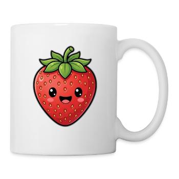 Cute Strawberry - Summer Fruit Kawaii Cute - Mug - white - Right