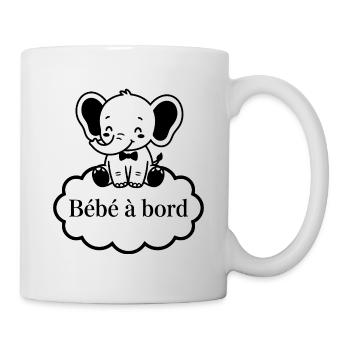Sticker Autocollant pour Voiture éléphant garçon  - Mug blanc - blanc - Droite