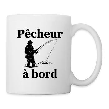 Sticker Autocollant pour Voiture pêcheur à Bord - Mug blanc - blanc - Droite