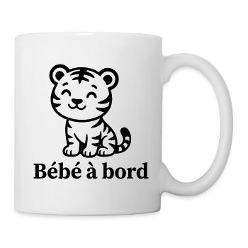 Sticker Autocollant pour Voiture tigre bébé à Bord - Mug blanc - blanc - Droite
