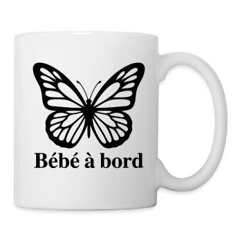 Sticker Autocollant pour Voiture papillon bébé  - Mug blanc - blanc - Droite