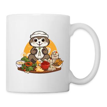 Otter mit Festmahl – Cartoon-Charme - Tasse - Weiß - Rechts