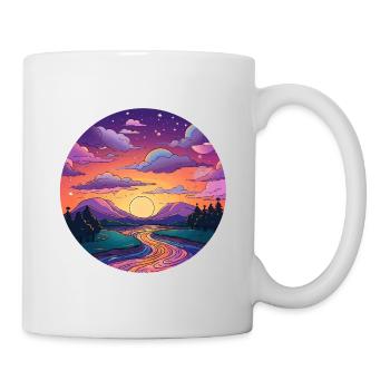 Sonnenuntergang am Flussufer - Tasse - Weiß - Rechts