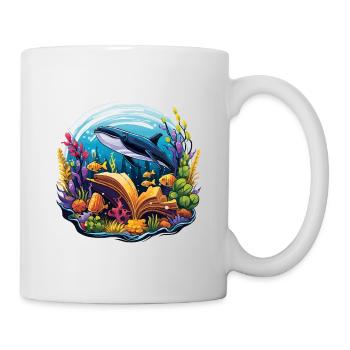 Paradis de livres sous-marins avec la baleine - Mug blanc - blanc - Droite