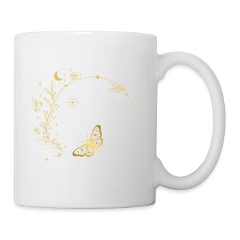 Goldene Mondblätter Kreisrahmen - Tasse - Weiß - Rechts