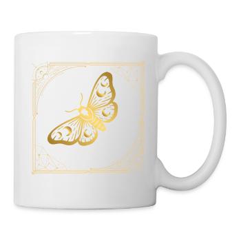Goldener Falter im Art déco Rahmen - Tasse - Weiß - Rechts
