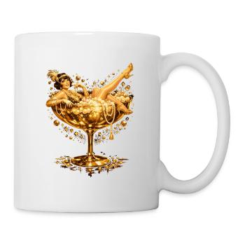 Goldene Art Déco Frau im Glas Illustration - Tasse - Weiß - Rechts