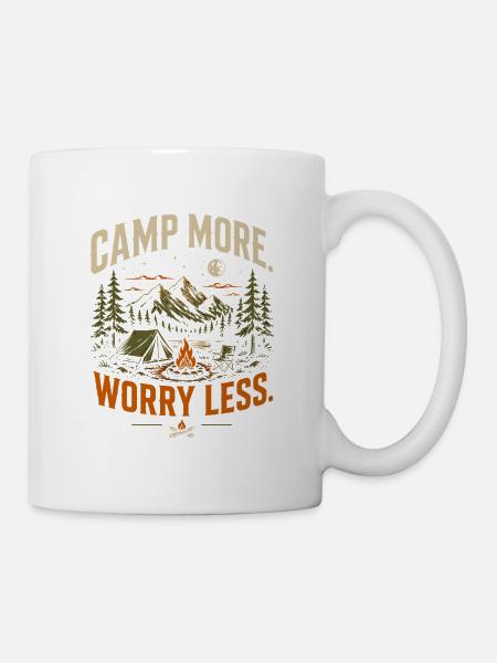 Camping more, worries less - Mug - white