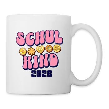 Schulkind 2026 Kinder T-Shirt Retro Einschulung - Tasse - Weiß - Rechts