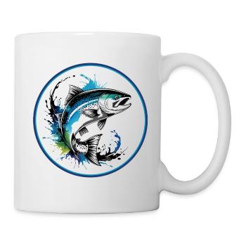 Springender Lachs - Tasse - Weiß - Rechts