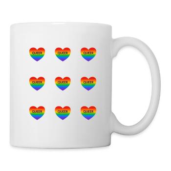 Queer Rainbow Hearts Pattern - Mug - white - Right