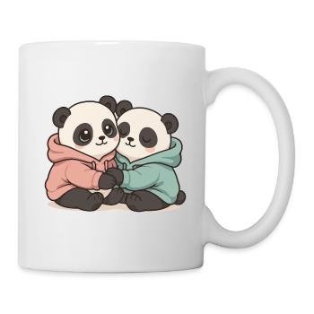 Cuddling Pandas: Kawaii Pastel Graphic - Mug - white - Right