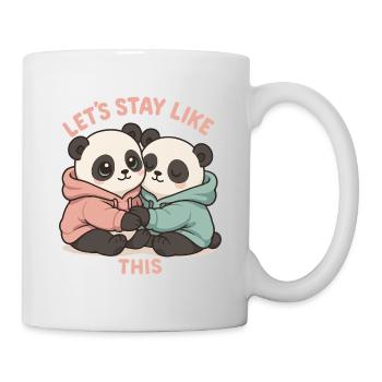 Süße Pandas im Hoodie: Kawaii Pastell Design - Tasse - Weiß - Rechts