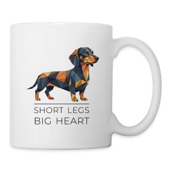 Teckel Low-Poly Art - Short legs, big heart - Tasse - Weiß - Rechts