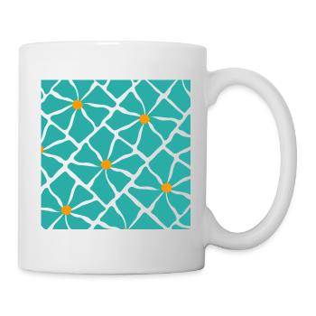 Mosaie de fleurs turquoises - Mug blanc - blanc - Droite