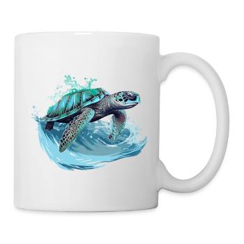 Neon-Meeresschildkröte Wellentanz - Tasse - Weiß - Rechts
