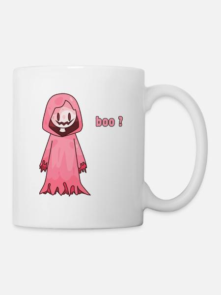 Un joli fantôme rose d’Halloween dit Bouh ? - Mug blanc - blanc