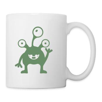 Ami extraterrestre vert à trois yeux - Mug blanc - blanc - Droite