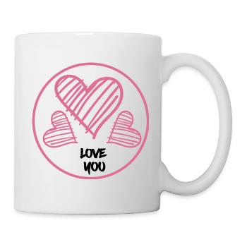Hearts in Pink Love you Gift - Mug - white - Right