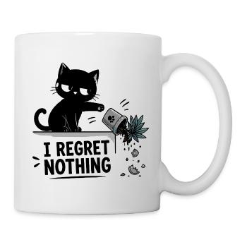  I Regret Nothing Lustige Schwarze Katze Stürzt - Tasse - Weiß - Rechts