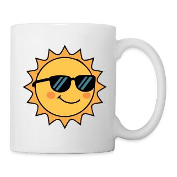 Fröhlich strahlende Sonne mit Sonnenbrille - Tasse - Weiß - Rechts
