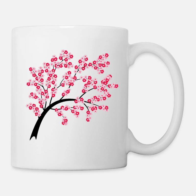 Kirschblütenbogen in Nacht - Tasse - Weiß