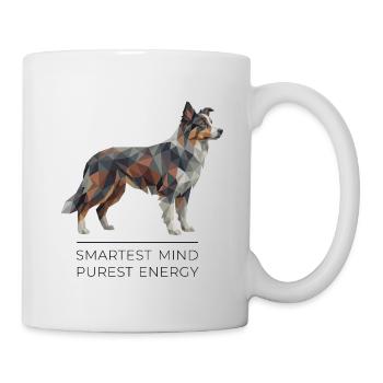 Border Collie Low-Poly Art - Smartest mind - Mug - white - Right