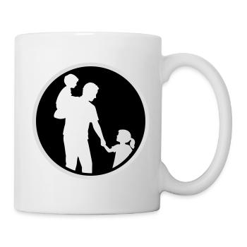 Vater Kind Silhouette Spazieren Familie Papa Liebe - Tasse - Weiß - Rechts
