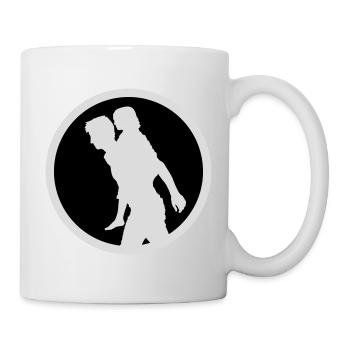 Vater Kind Silhouette Spazieren Familie Papa Liebe - Tasse - Weiß - Rechts