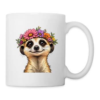Meerkat with floral decoration - Mug - white - Right