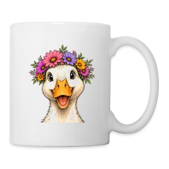 Canard décoré de fleurs - Mug blanc - blanc - Droite