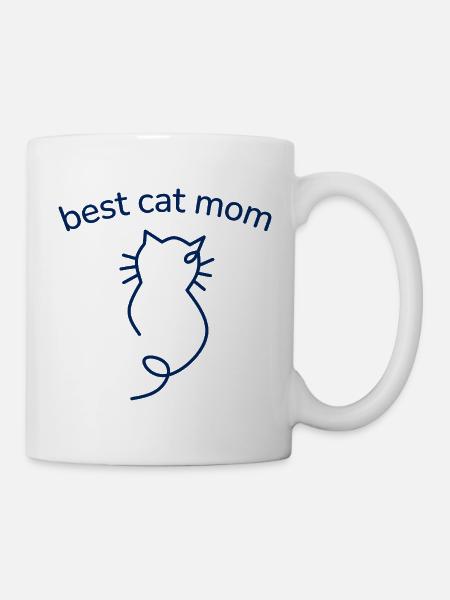 Best Cat Mom Minimalist Cats Silhouette - Mug - white
