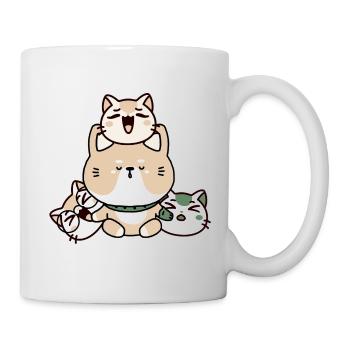 Chat de méditation Kawaii Zen avec prothèse de main - Mug blanc - blanc - Droite